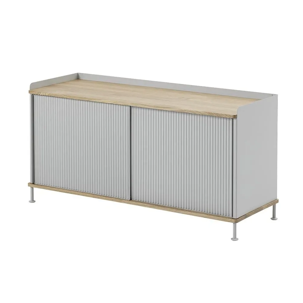 Enfold Long Sideboard - Grey, Oak