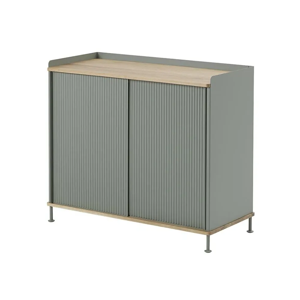 Enfold Tall Sideboard - Dusty Green, Oak
