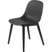 Fiber Side Chair with Wood Base - Black