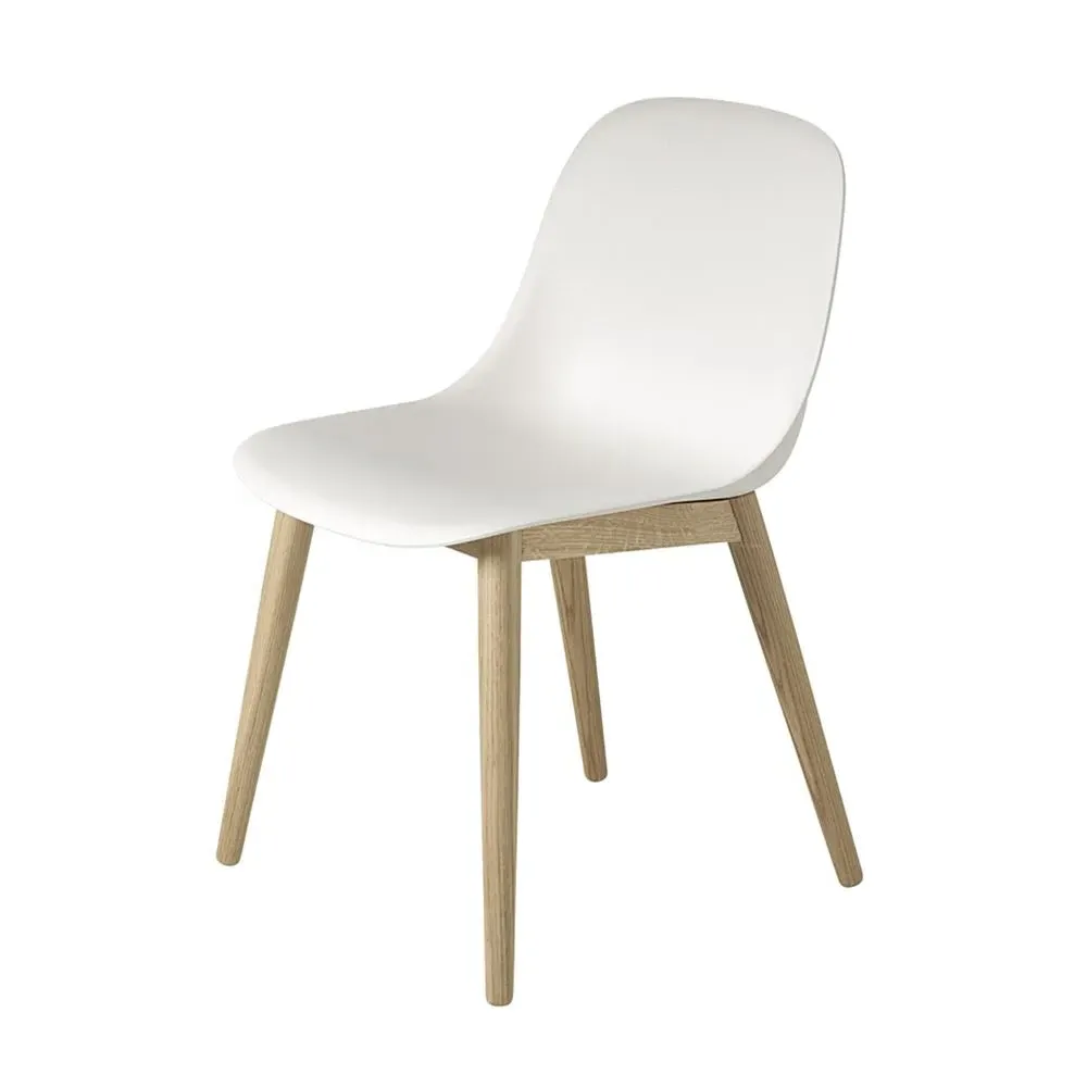 Fiber Side Chair with Wood Base - Grey