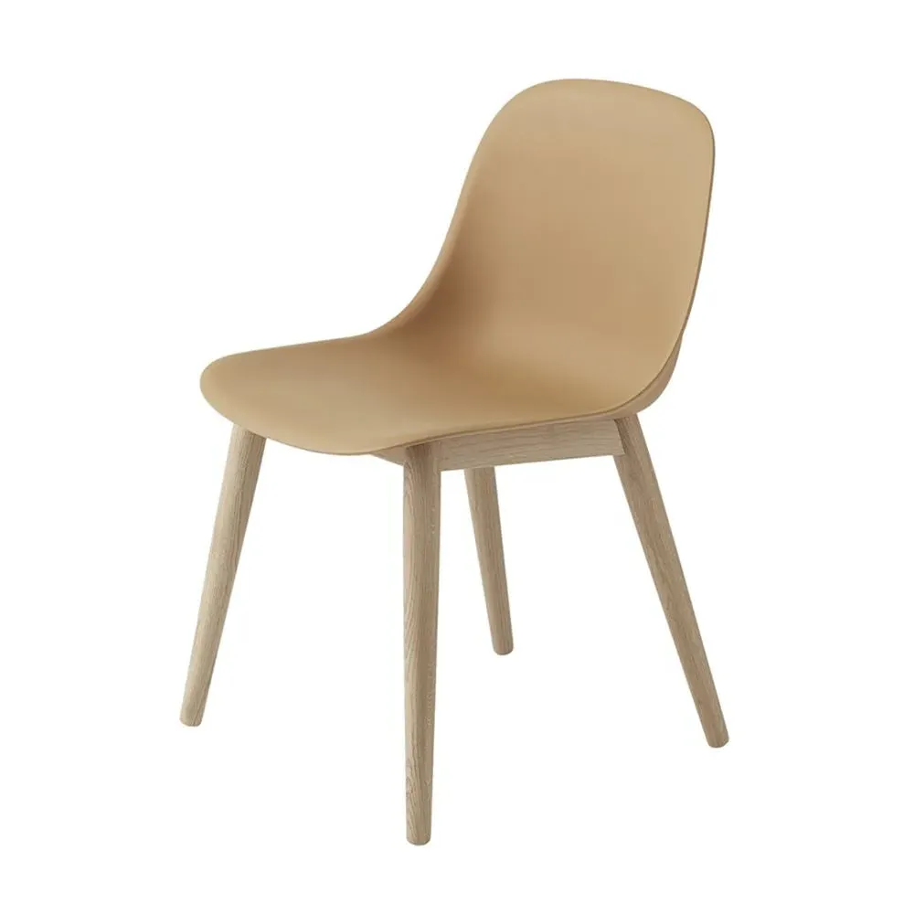 Fiber Side Chair with Wood Base - Grey