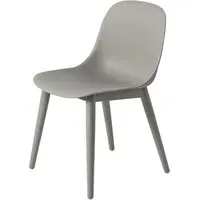 Fiber Side Chair with Wood Base - Grey