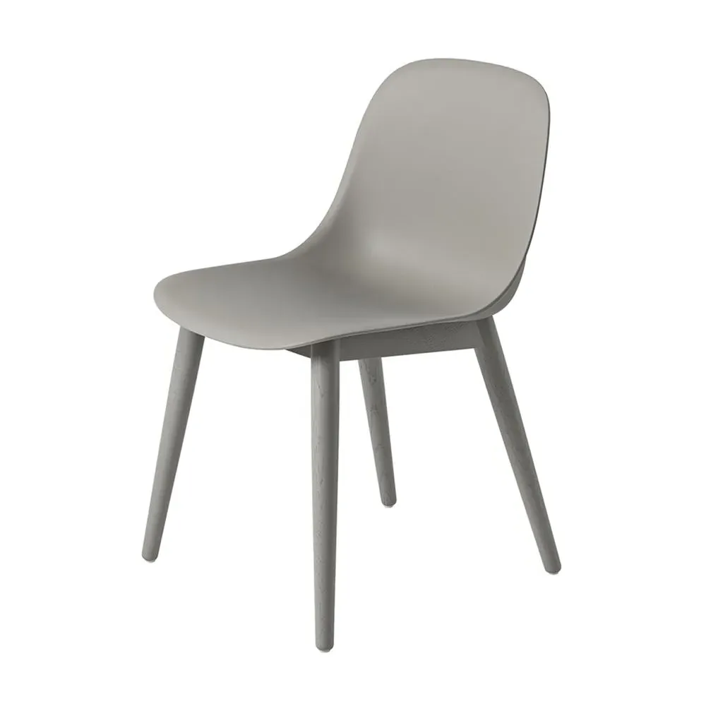 Fiber Side Chair with Wood Base - Grey