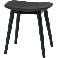 Fiber Stool with Wood Base - Black