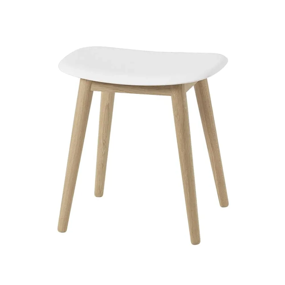 Fiber Stool with Wood Base - Black, Composite