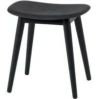 Fiber Stool with Wood Base - Black, Composite
