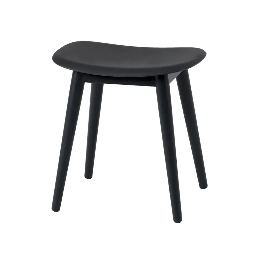 Fiber Stool with Wood Base - Natural White, Oak