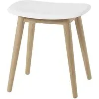 Fiber Stool with Wood Base - Natural White, Oak