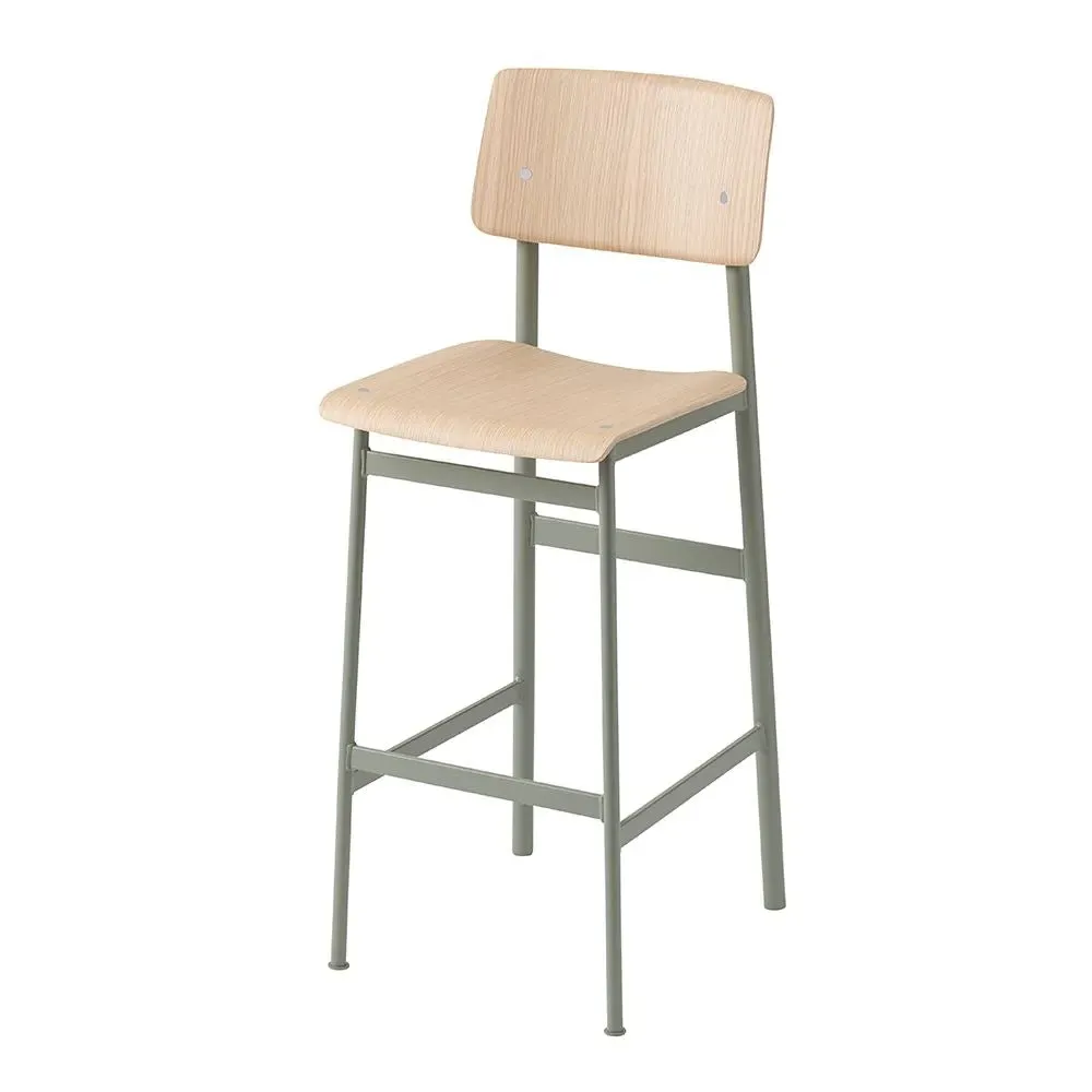 Large Bar Stool with Backrest - Black, Oak