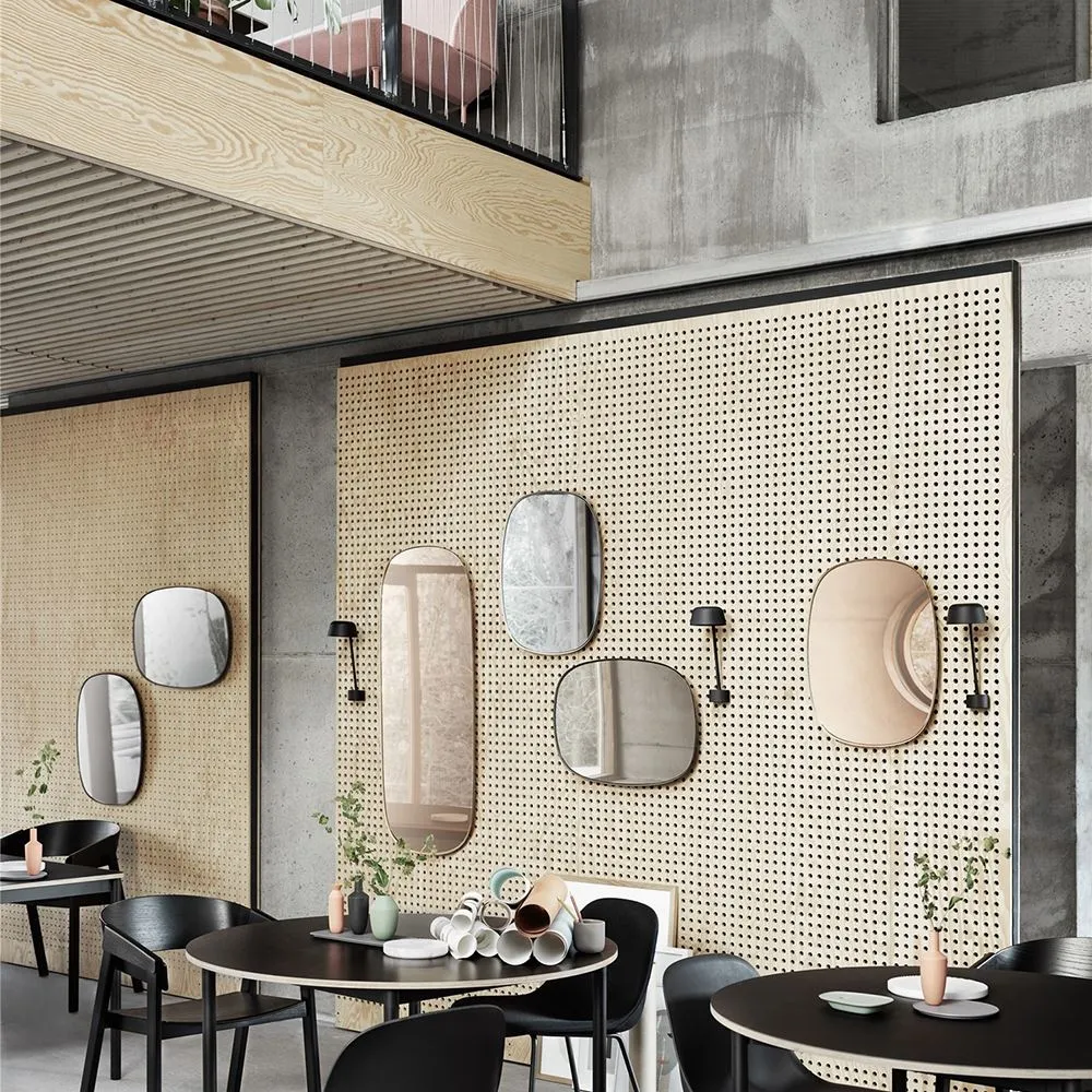 Large Framed Mirror - Taupe, Steel