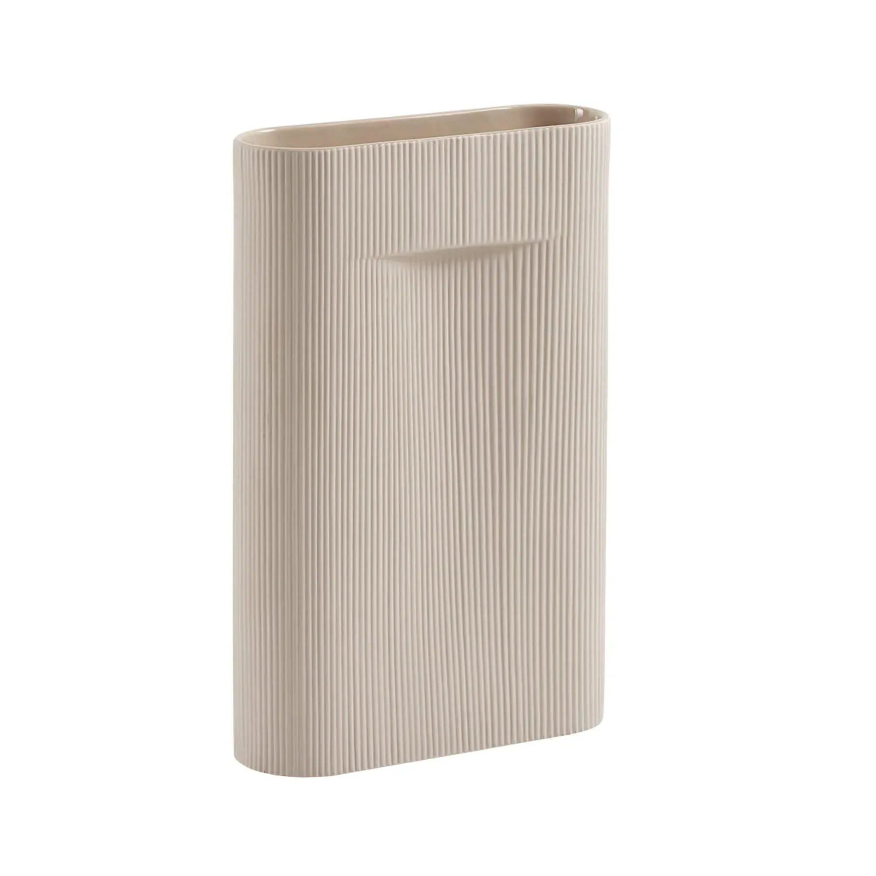 Large Ridge Vase with Handle - Beige, Terracotta