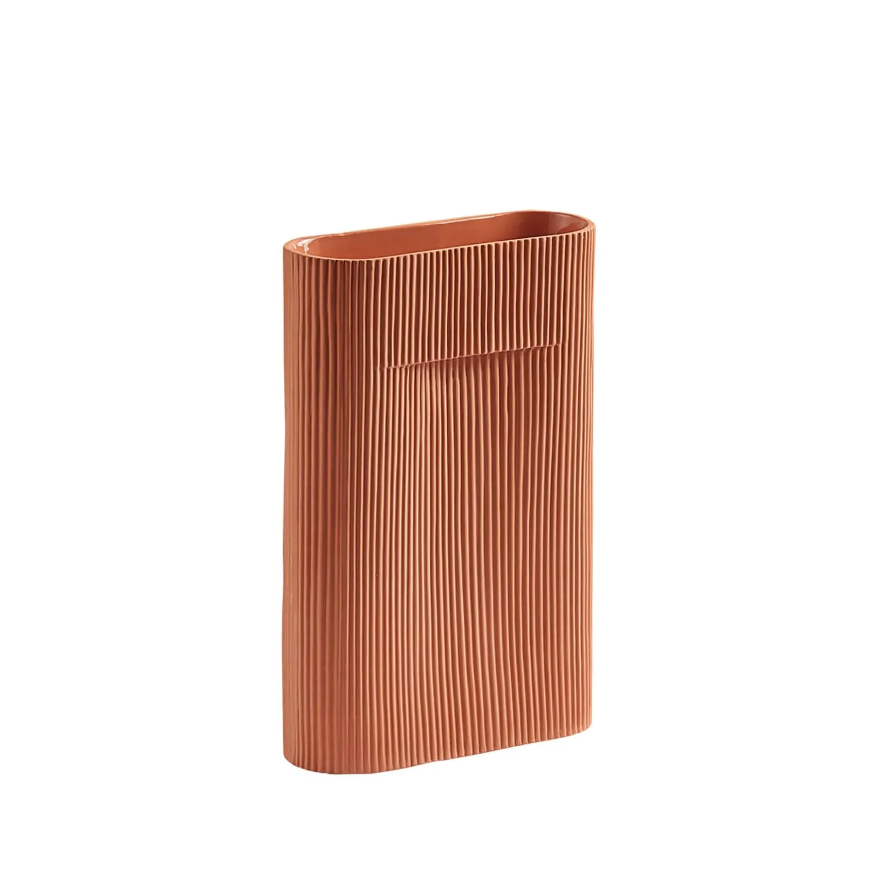 Large Ridge Vase with Handle - Off White