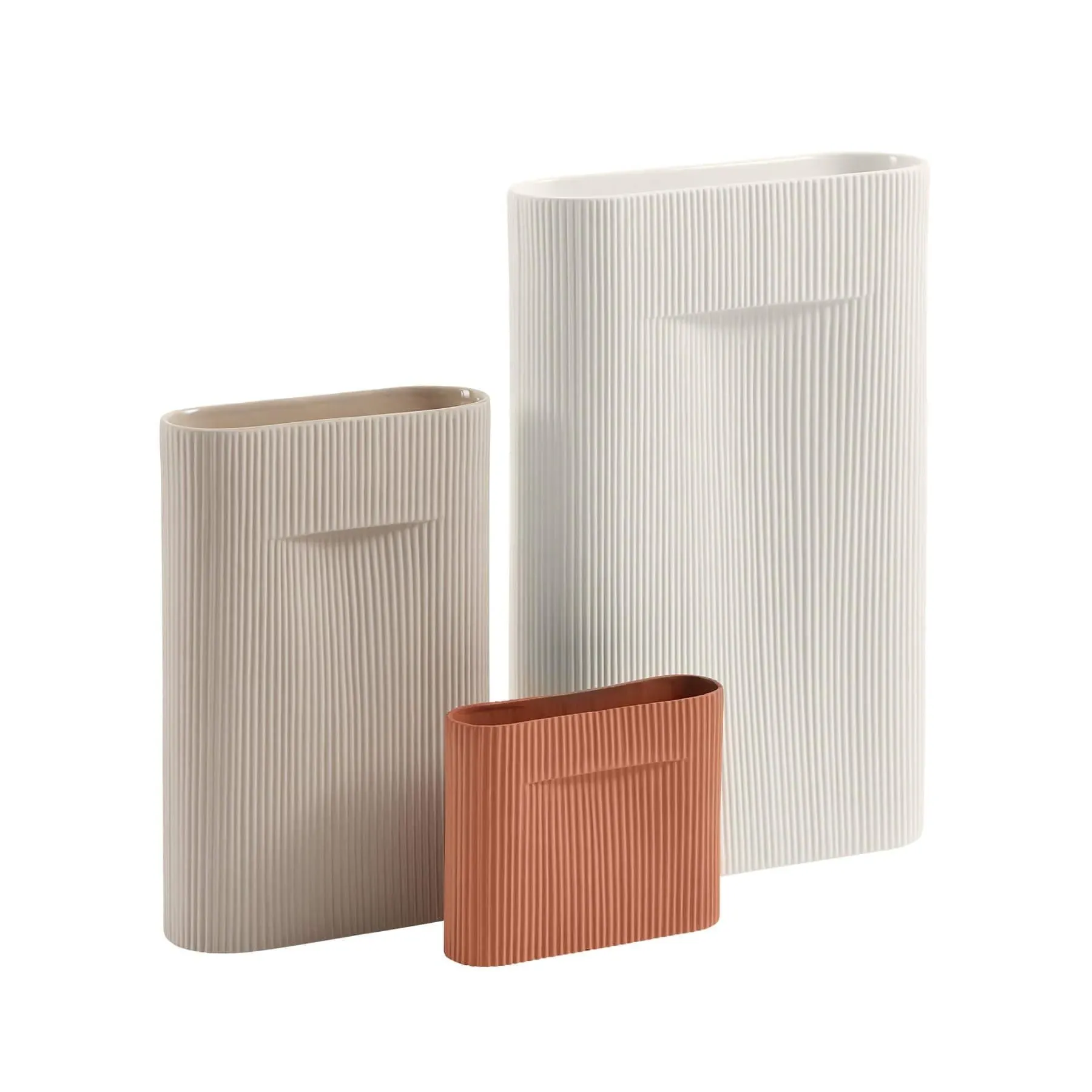 Large Ridge Vase with Handle - Terracotta