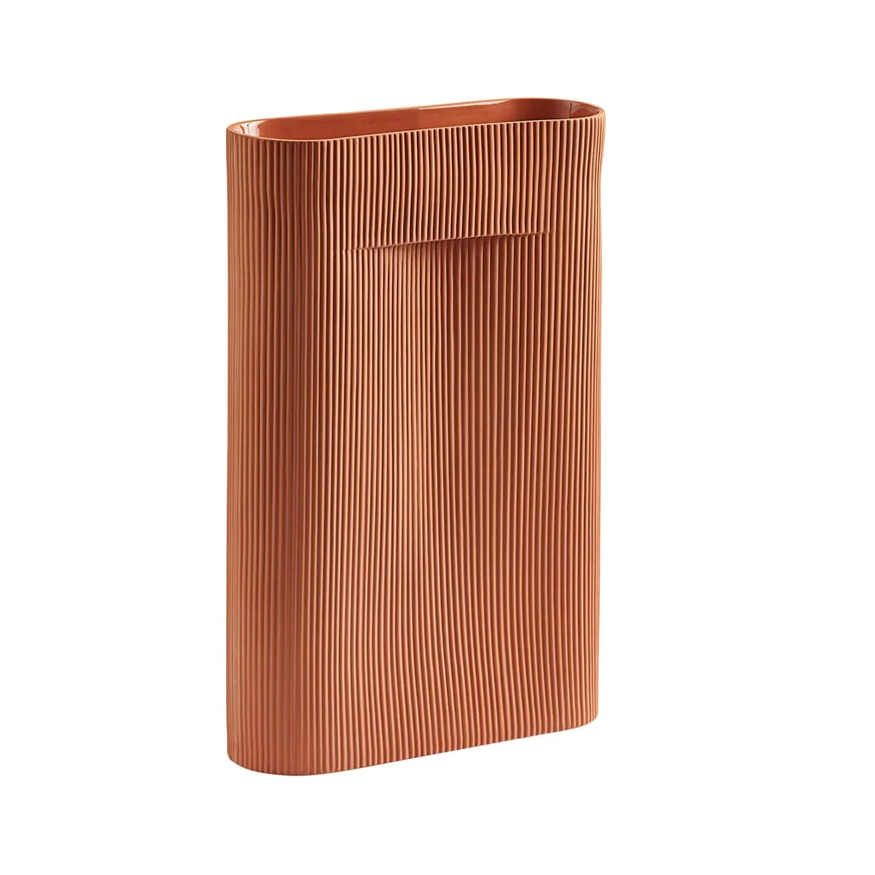 Large Ridge Vase with Handle - Terracotta