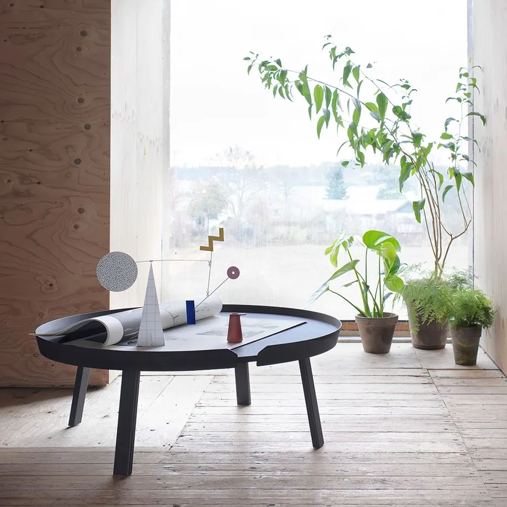 Large Round Coffee Table - Anthracite, Wood Veneer