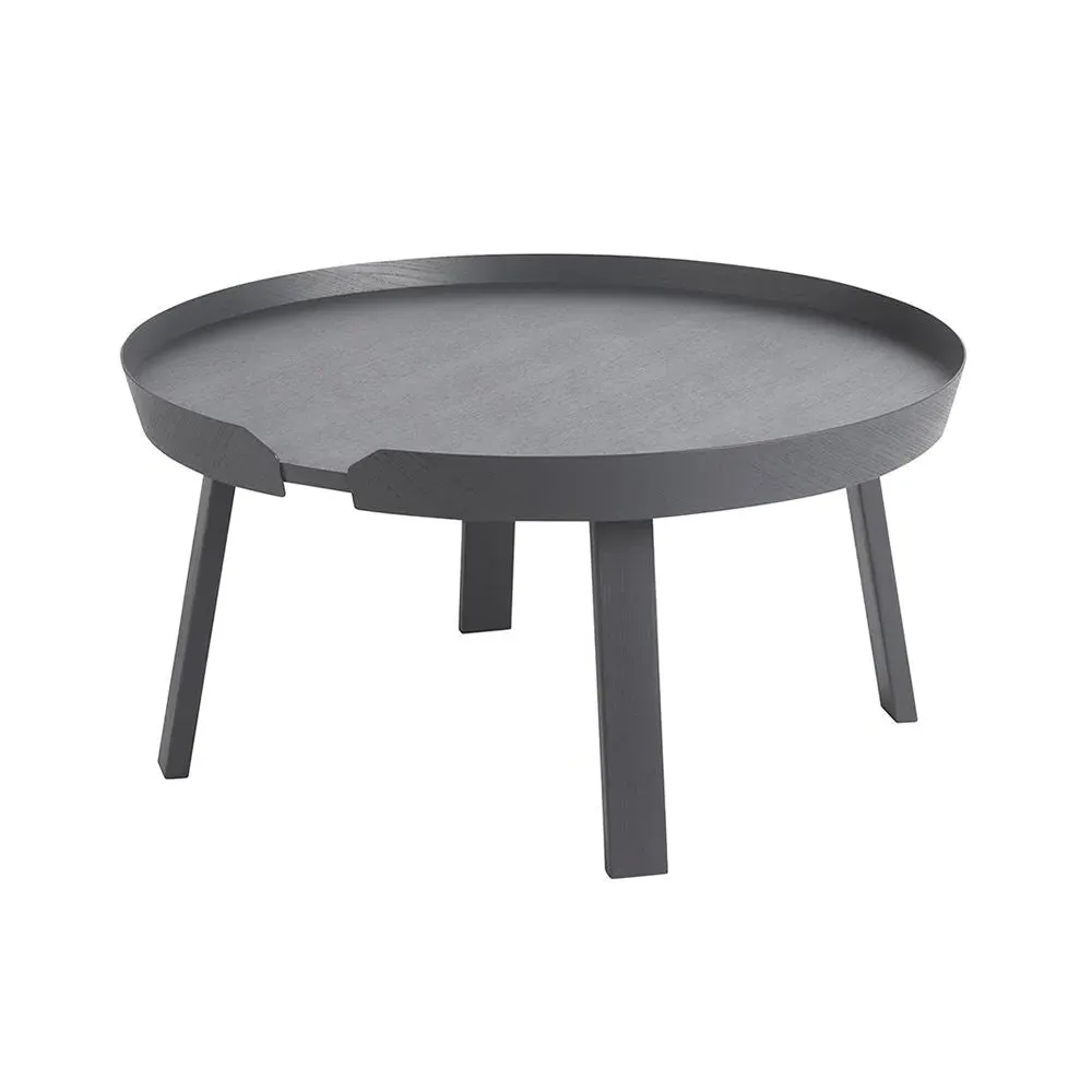 Large Round Coffee Table - Anthracite, Wood Veneer