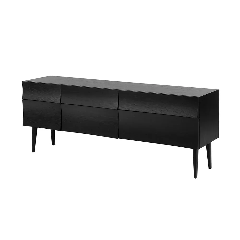 Large Sideboard with Curved Front - Black, Oak