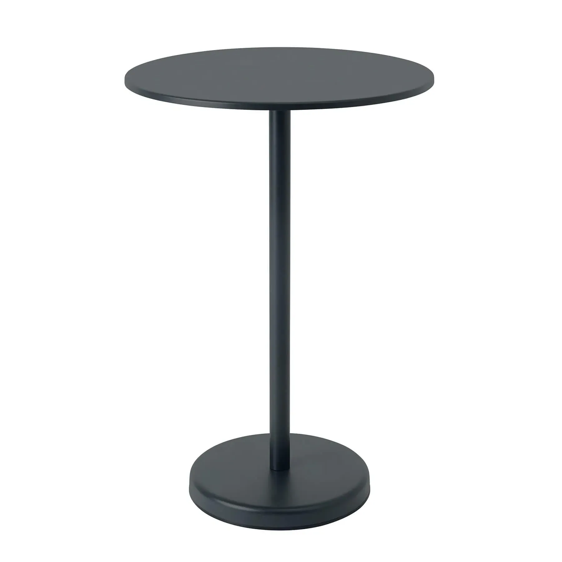 Linear High Round Steel Cafe Table - Black