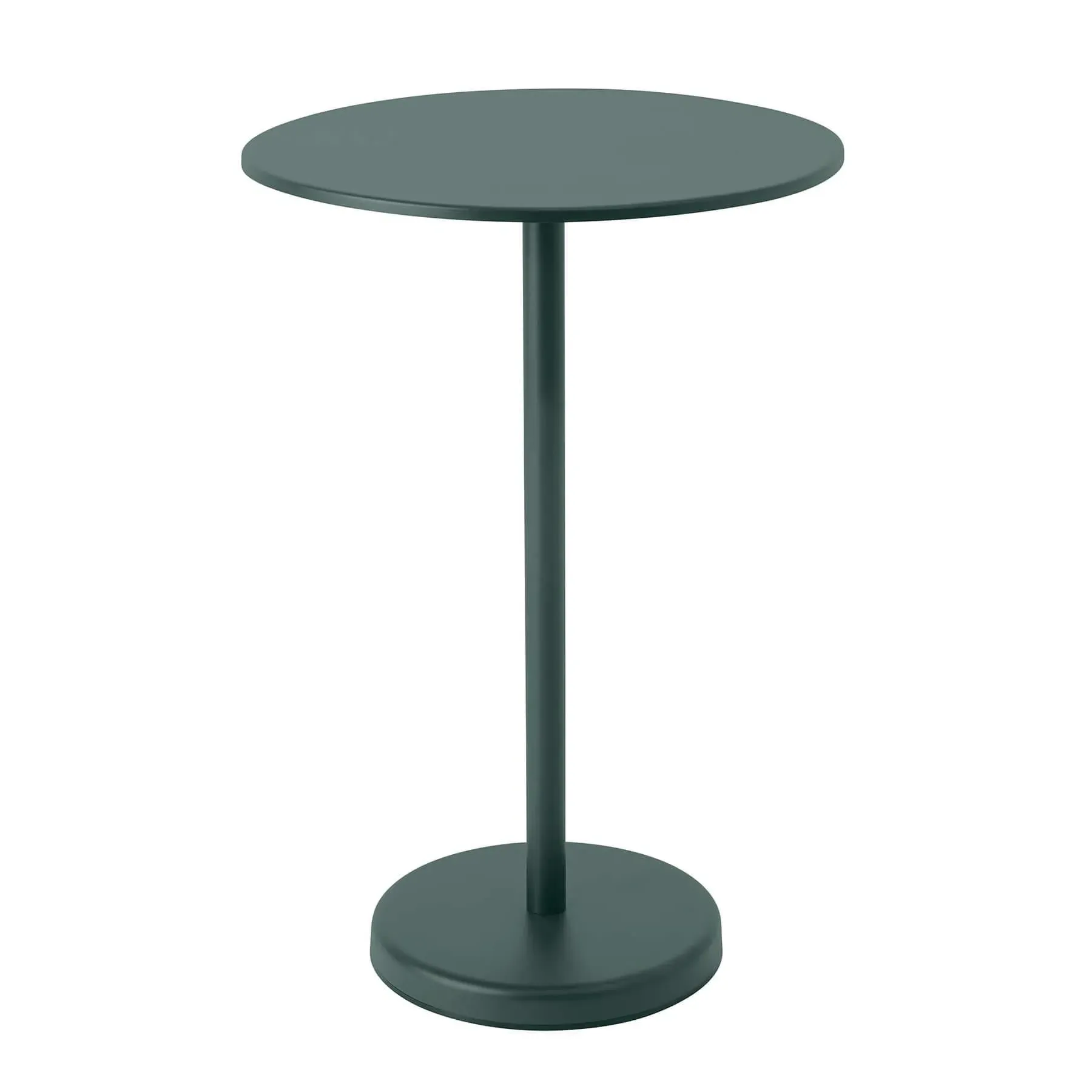 Linear High Round Steel Cafe Table - Dark Green