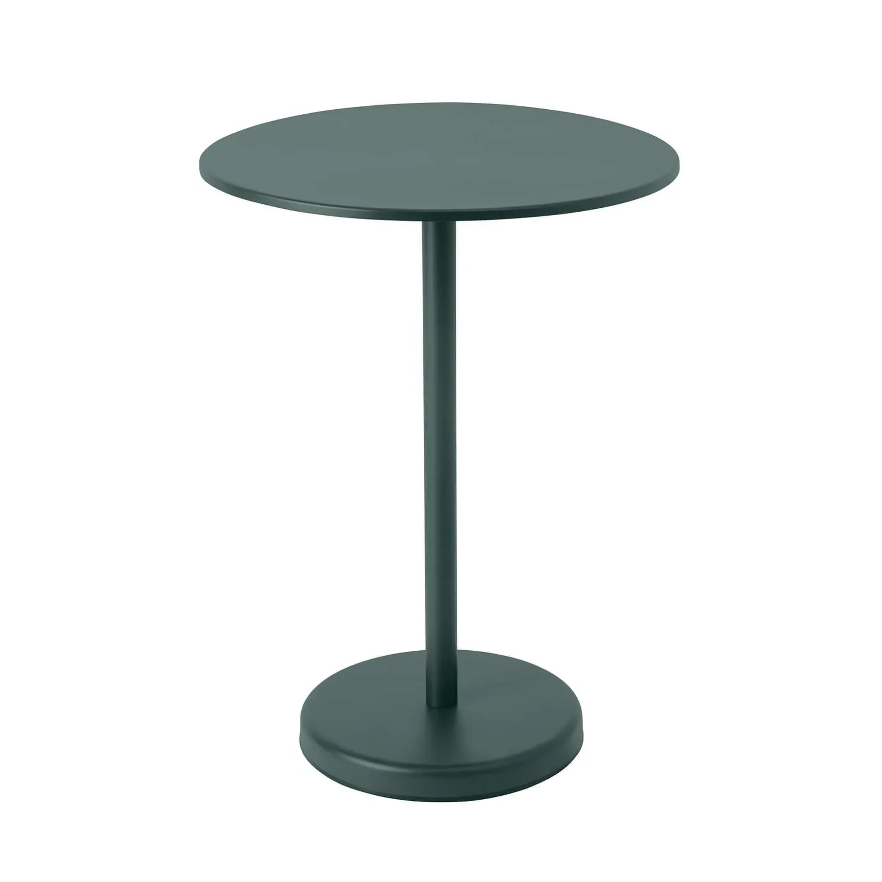 Linear High Round Steel Cafe Table - Dark Green