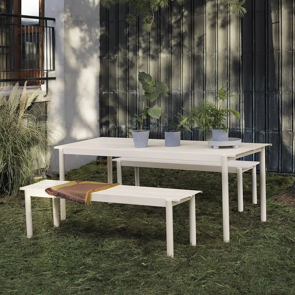 Linear Steel Large Garden Table - Black