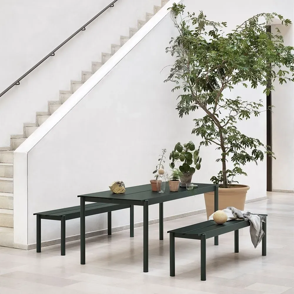 Linear Steel Large Garden Table - Black