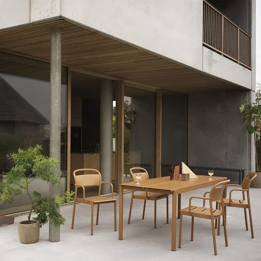 Linear Steel Large Garden Table - Dark Green