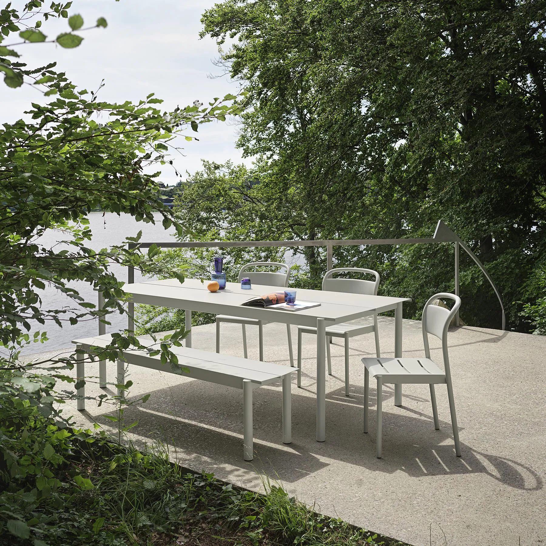 Linear Steel Side Chair - Pale Blue