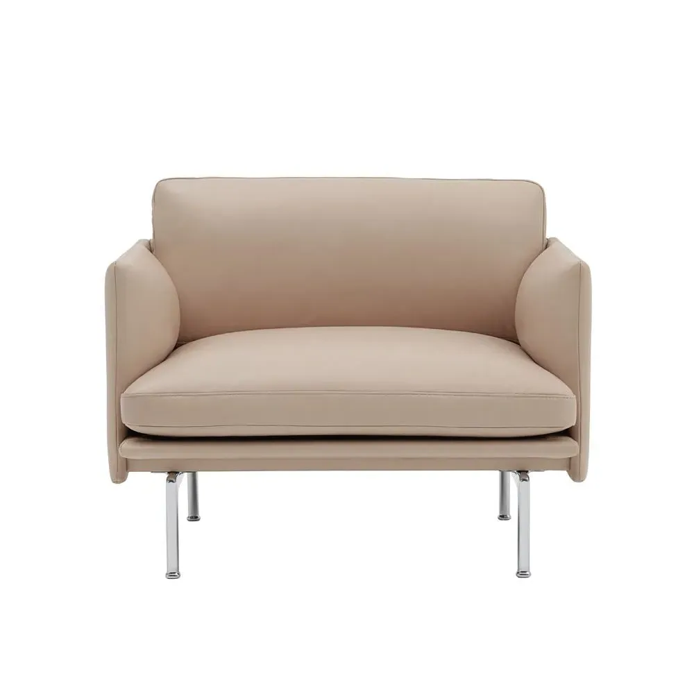 Lounge Chair with Cushions - Beige, Leather image
