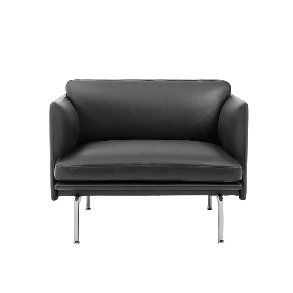 Lounge Chair with Cushions - Black, Leather