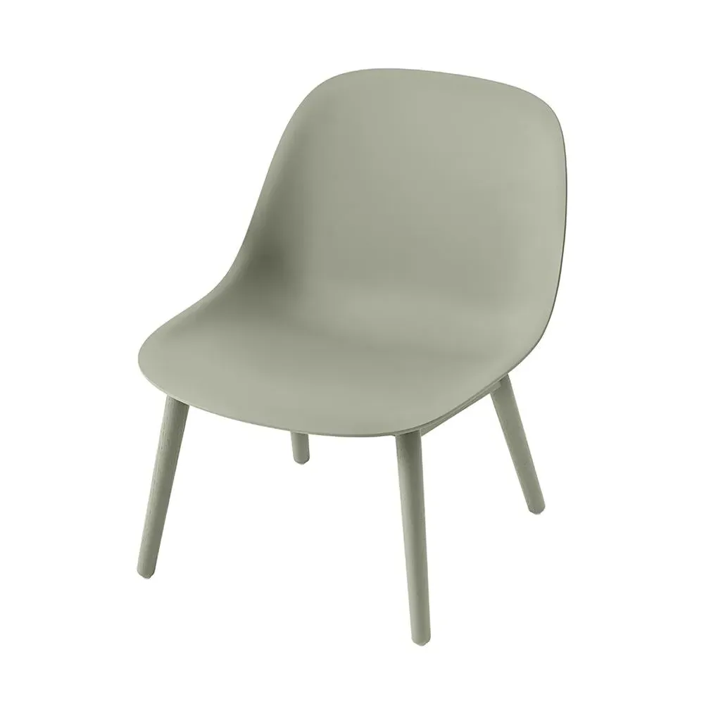 Lounge Chair with Wooden Base - Green, Composite