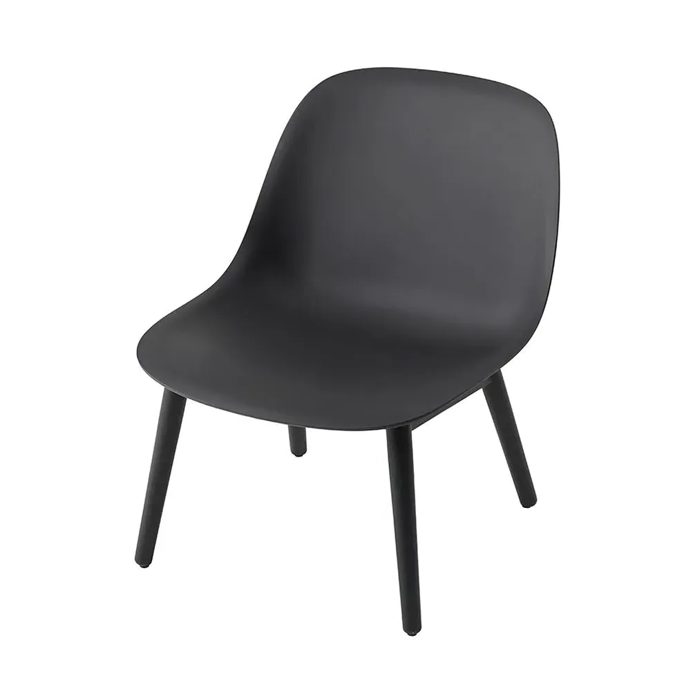 Lounge Chair with Wooden Base - Grey, Composite