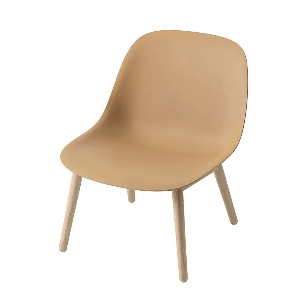 Lounge Chair with Wooden Base - Ochre, Composite