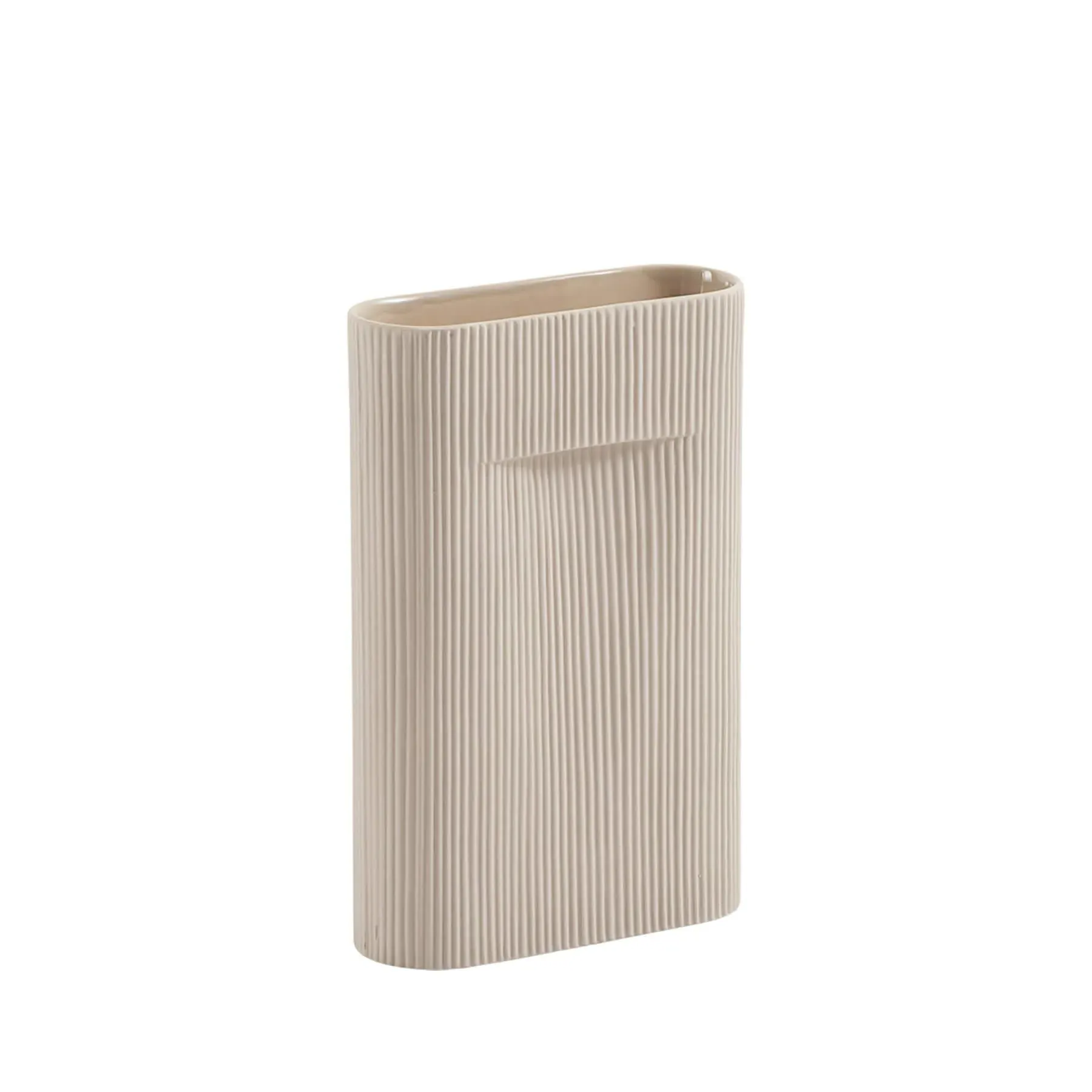 Medium Ridge Vase with Handle - Beige, Terracotta