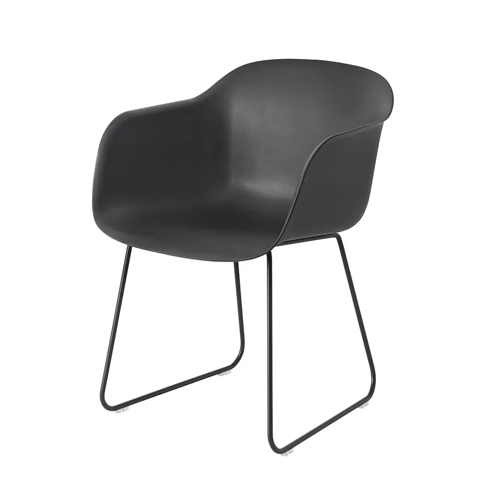 Shell Armchair with Sled Base - Black, Composite image
