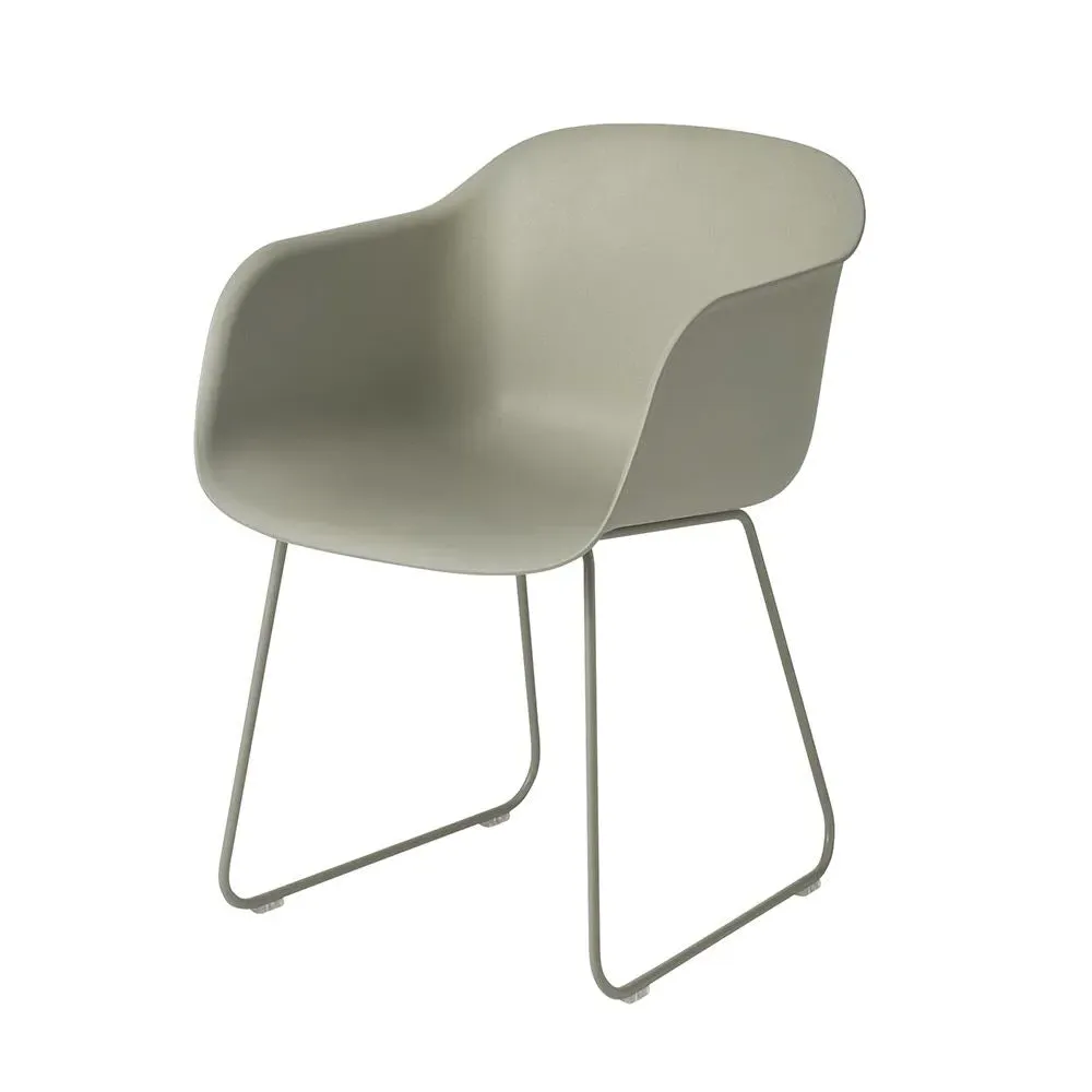 Shell Armchair with Sled Base - Green, Composite