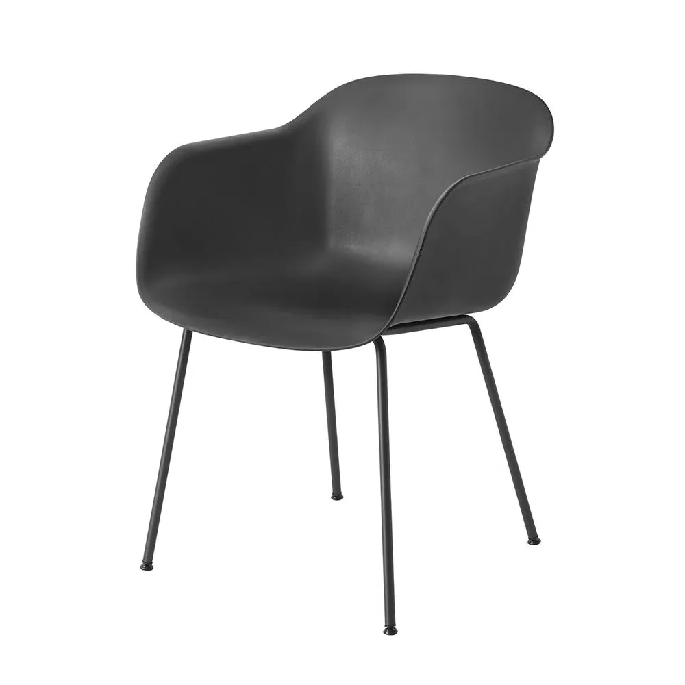 Shell Armchair with Tube Base - Black, Composite