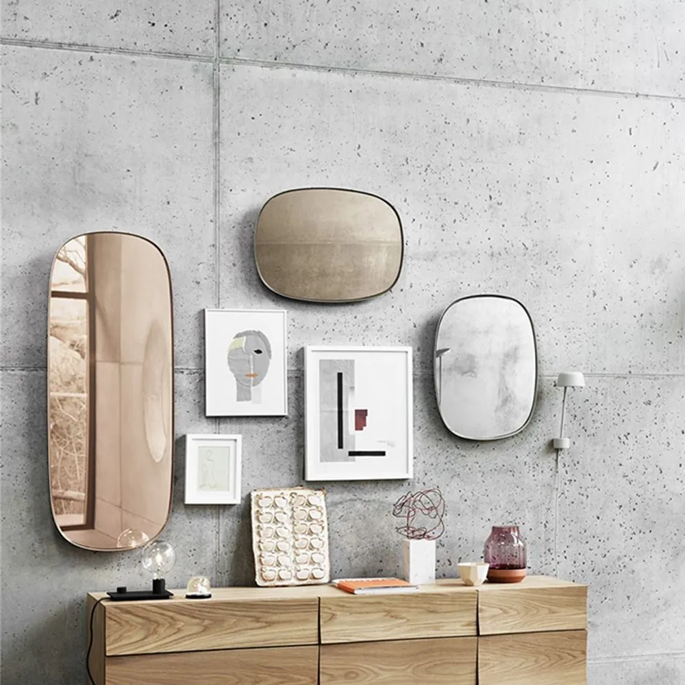 Small Framed Mirror - Taupe, Steel