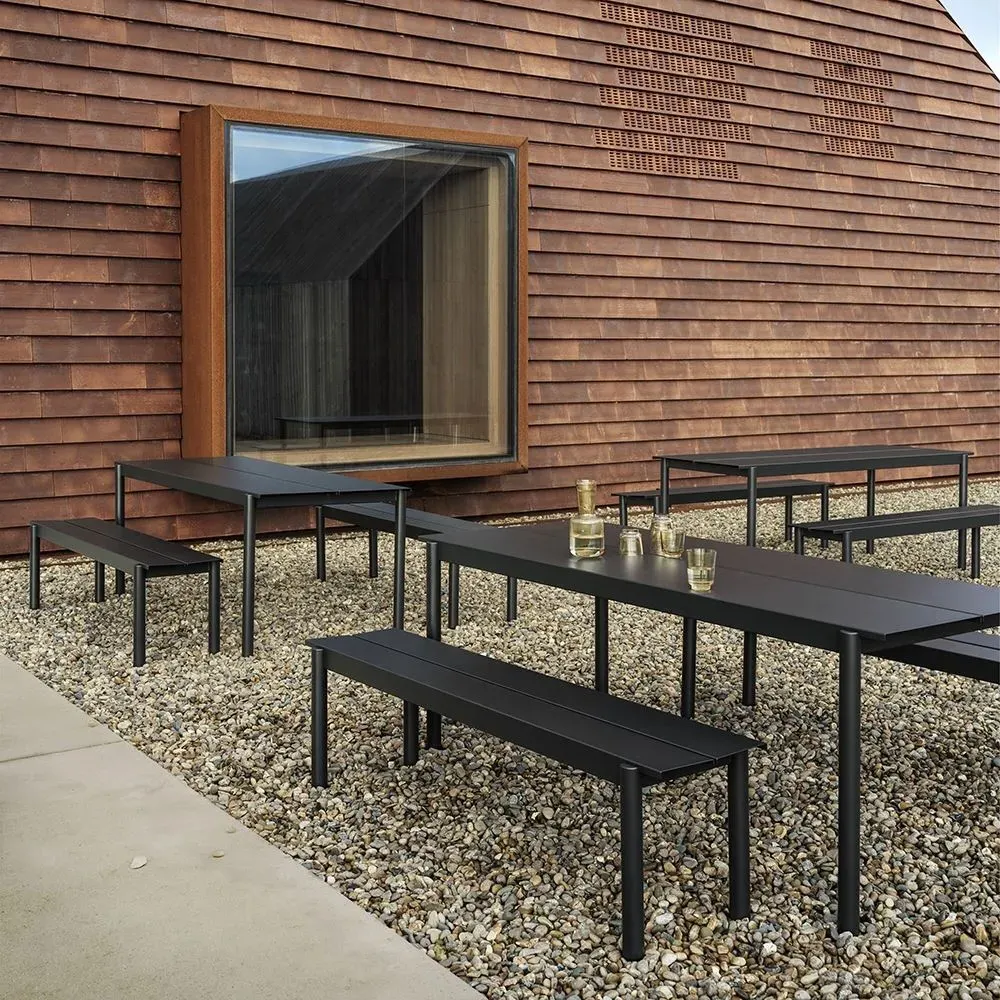 Small Garden Bench with Drainage - Black, Steel