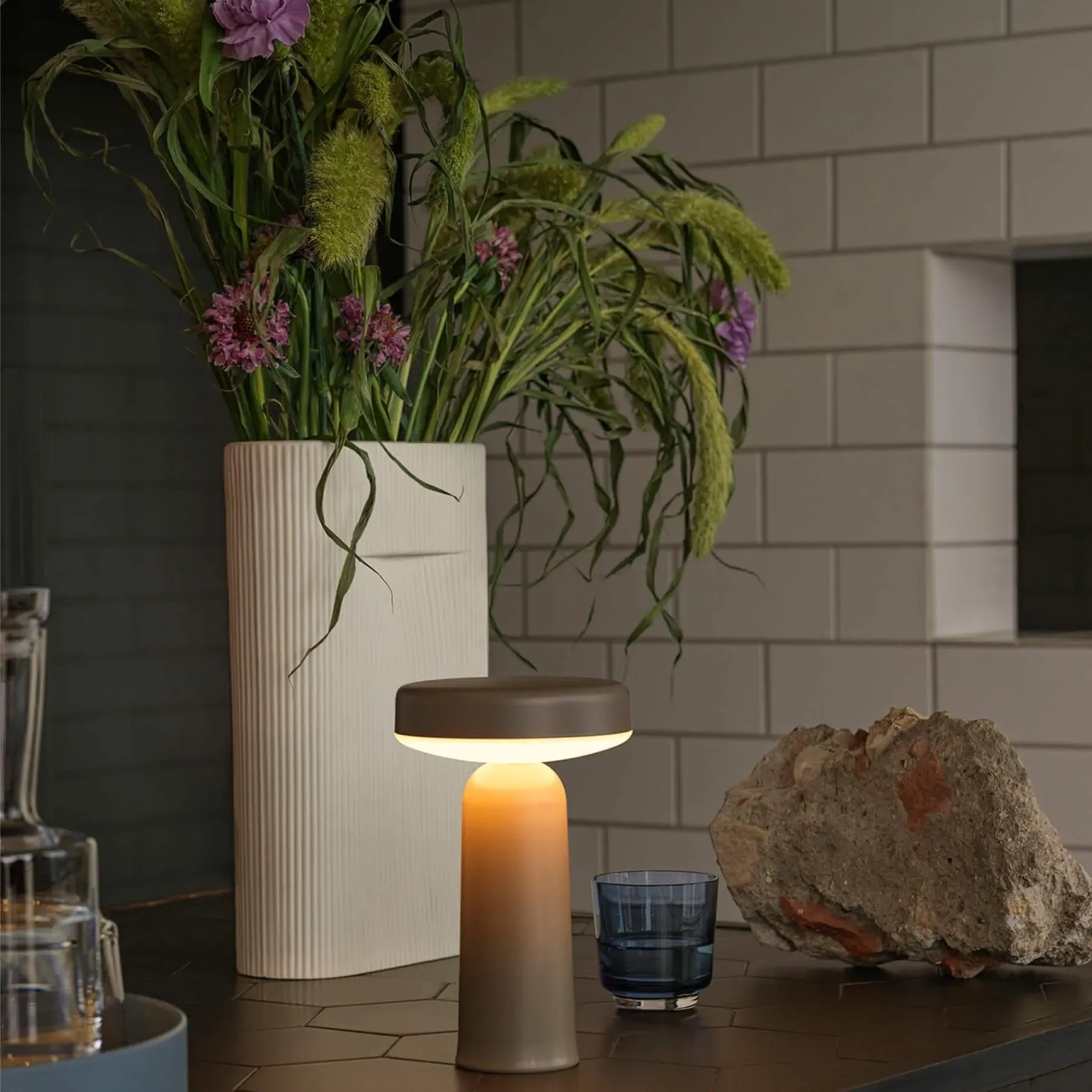 Small Ridge Vase with Handle - Off White