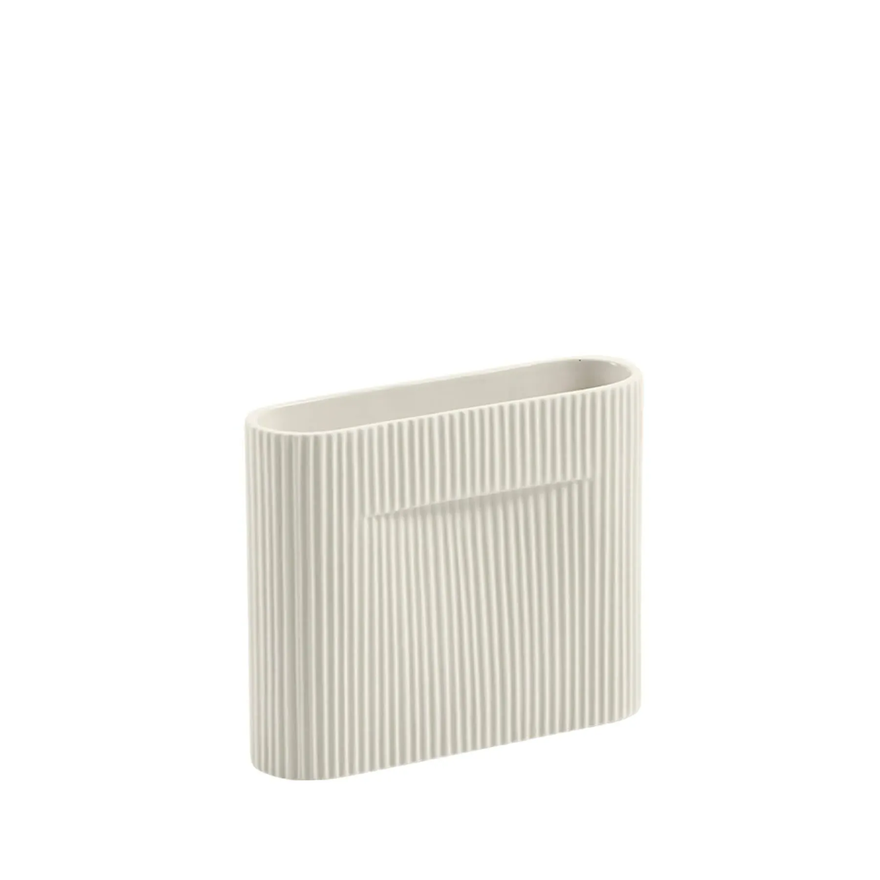 Small Ridge Vase with Handle - Off White image