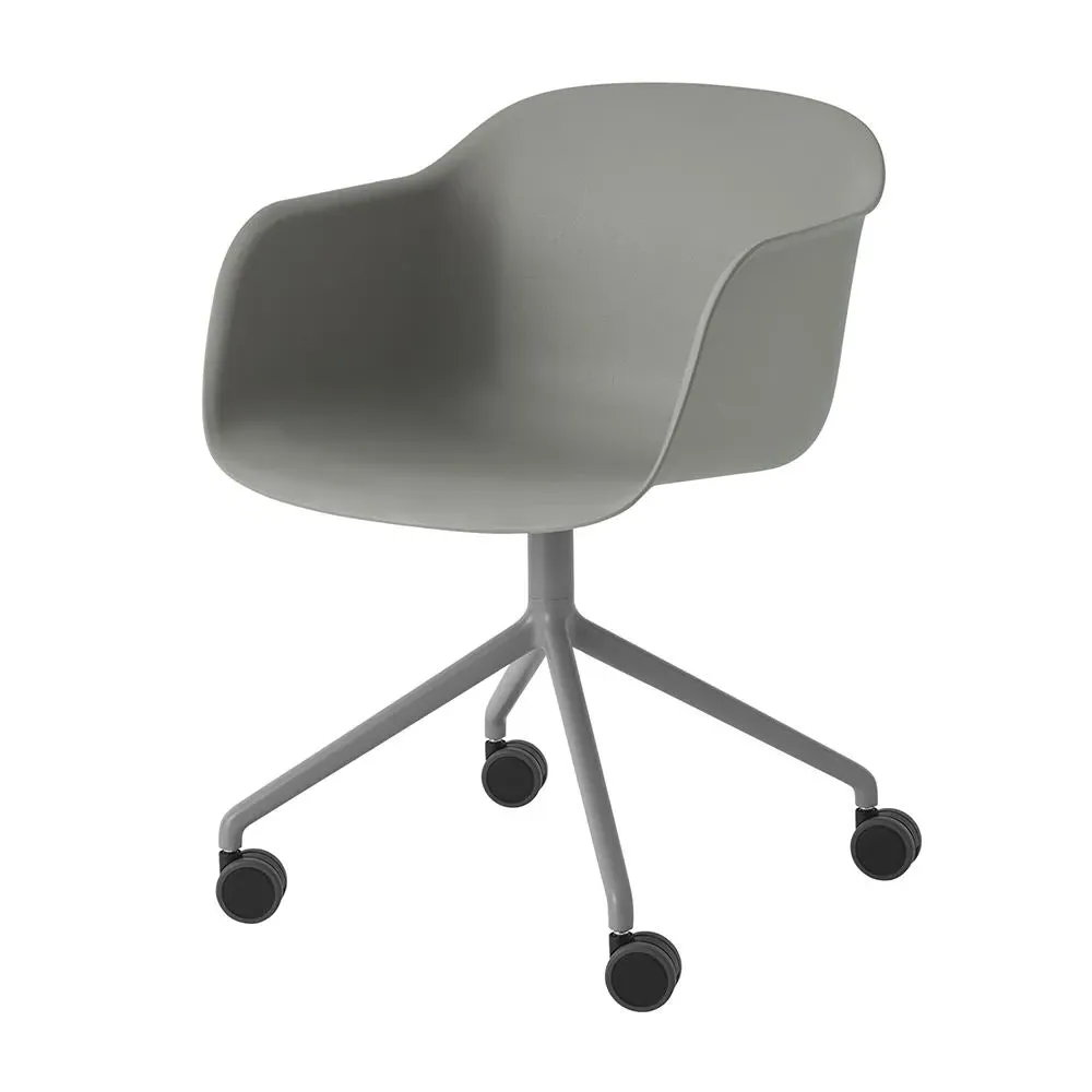 Swivel Armchair with Castors - Grey, Composite