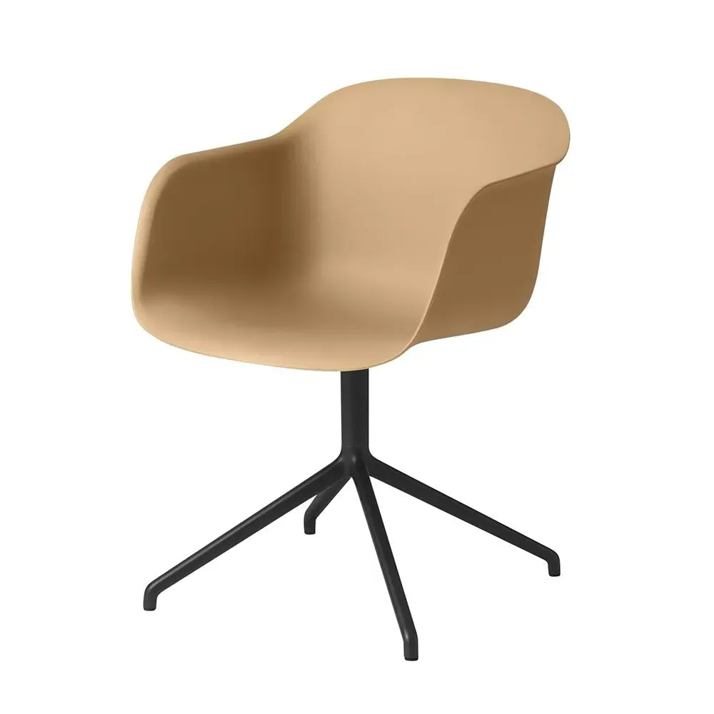 Swivel Armchair with Castors - Ochre, Composite