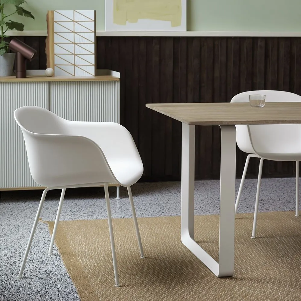 Swivel Armchair with Castors - White, Composite