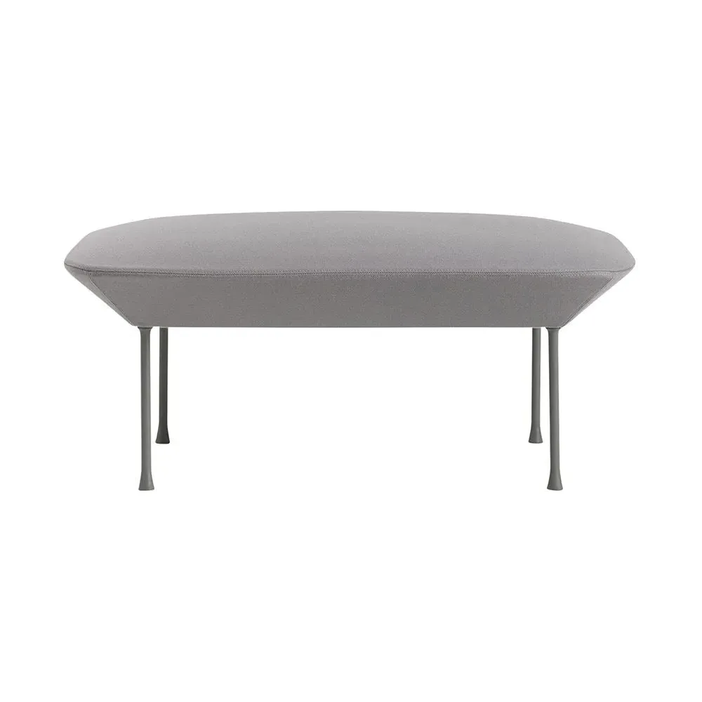 Upholstered Pouf with Steel Legs - Grey