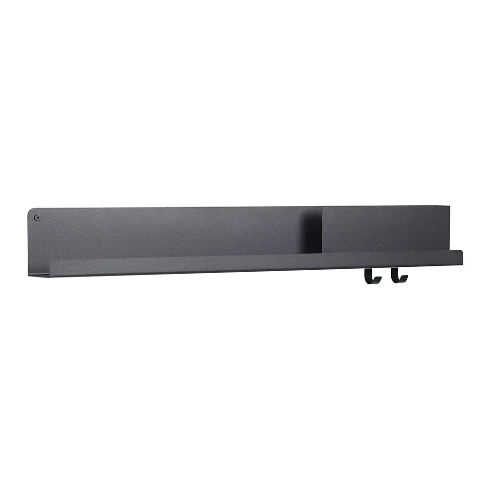 Wall Shelf with Hooks - Black, Steel