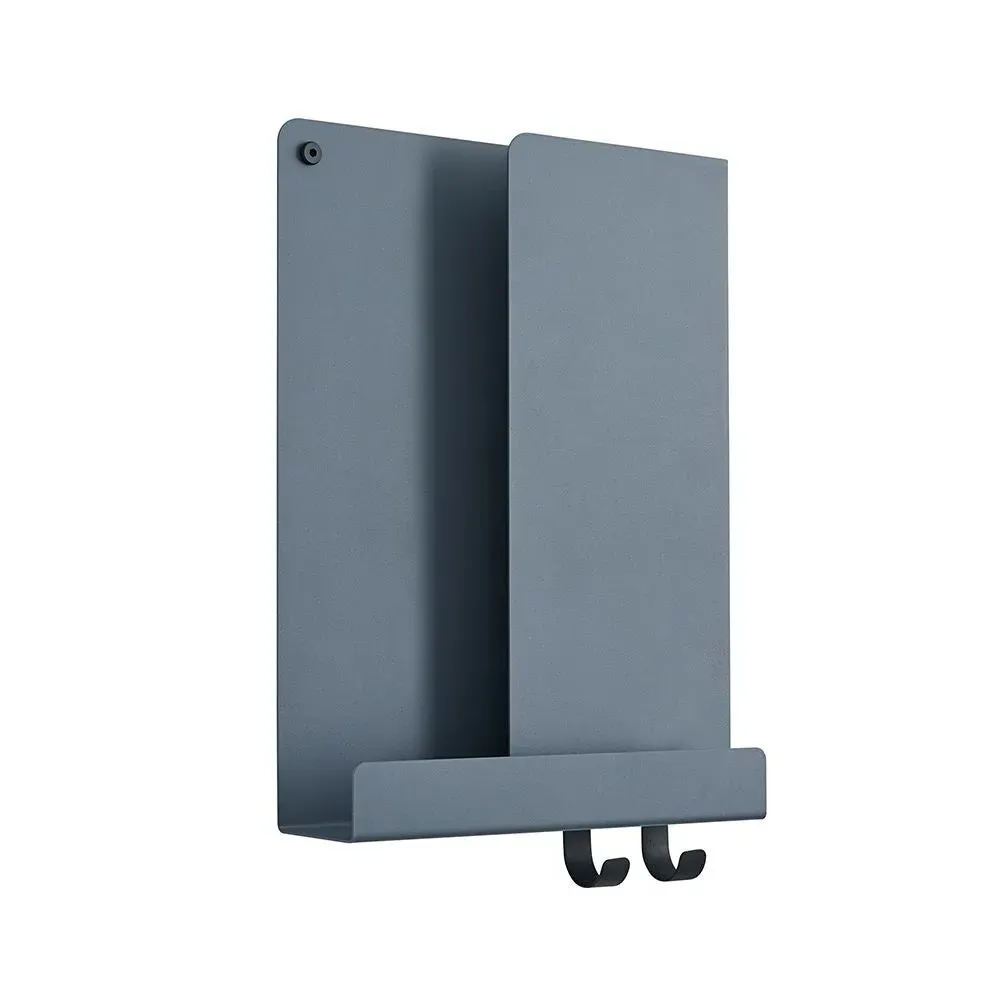 Wall Shelf with Hooks - Blue Grey, Steel
