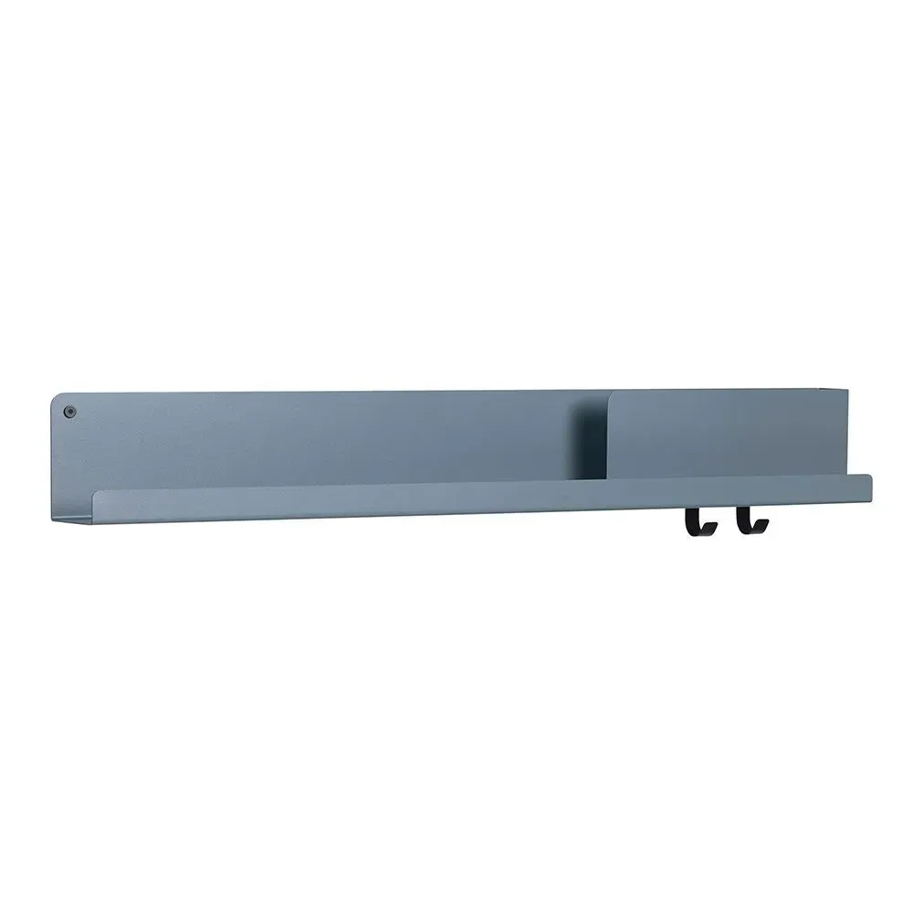 Wall Shelf with Hooks - Blue Grey, Steel