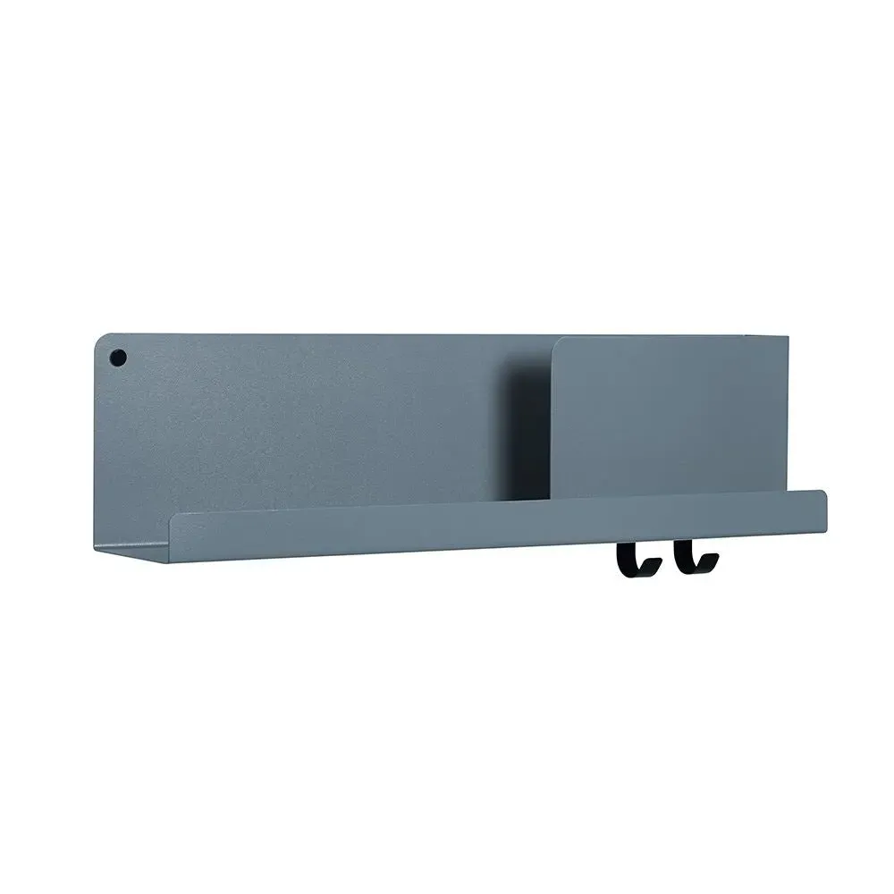 Wall Shelf with Hooks - Blue, Steel