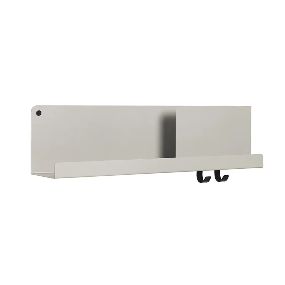 Wall Shelf with Hooks - Grey, Steel
